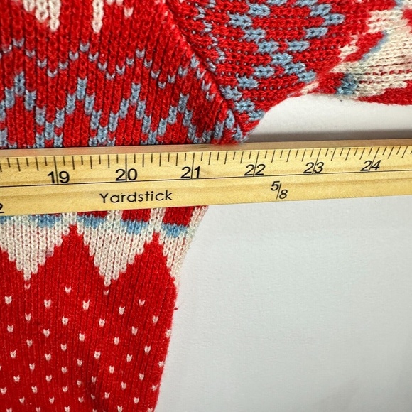 Vtg JCPenney Sweater‎ Men M Red Nordic Knit Fair Isle Holiday Retro 90s Grandpa - Picture 4 of 5